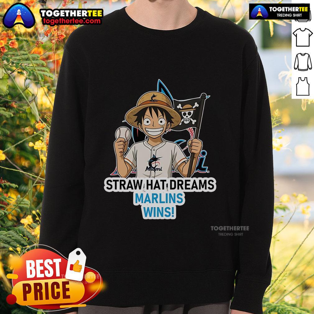 Premium Miami Marlins Monkey D. Luffy Straw Hat Dreams Wins T-Shirt - Image 5