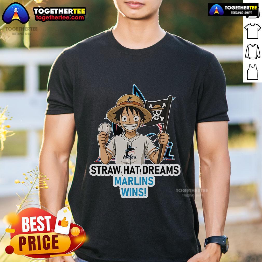Premium Miami Marlins Monkey D. Luffy Straw Hat Dreams Wins T-Shirt
