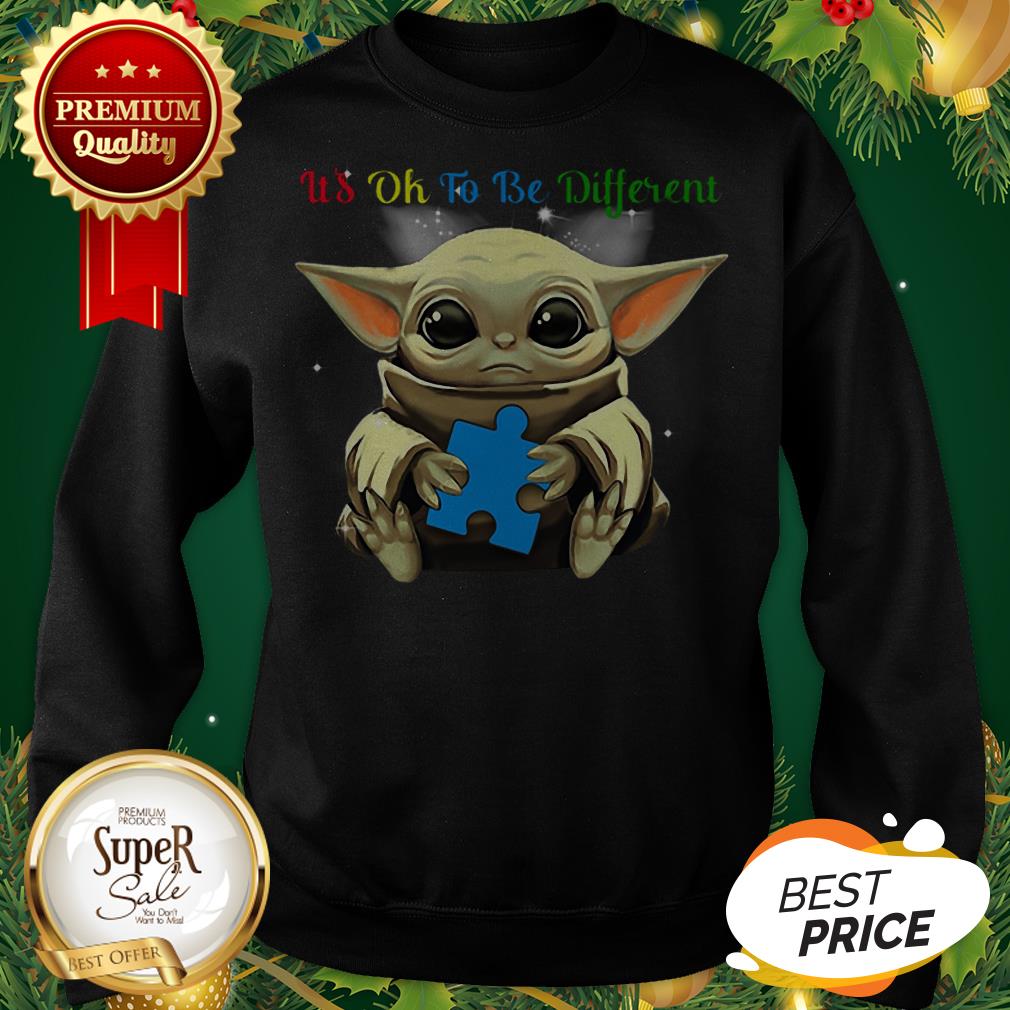Baby Yoda Hug Autism Awareness It's Ok To Be Different Shirt - Image 4