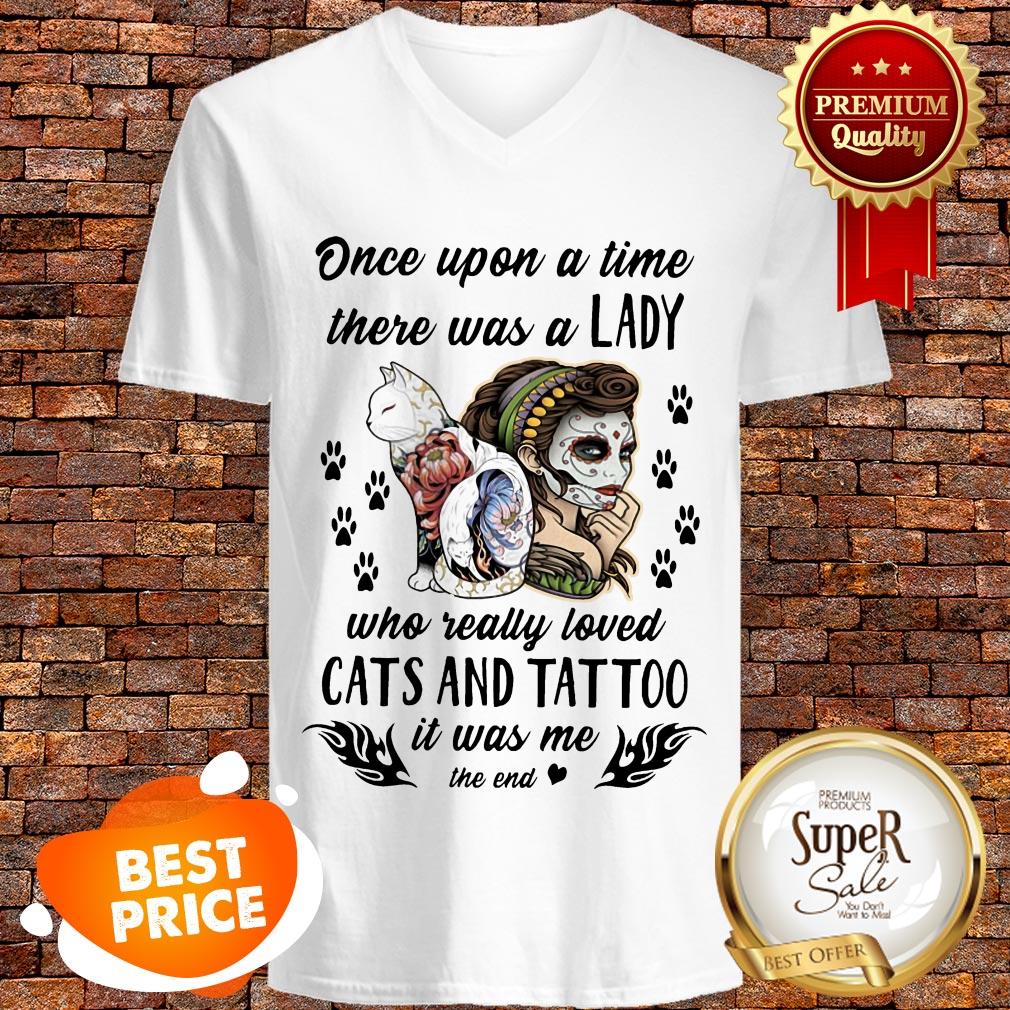 Once Upon A Time There Was A Lady Who Really Loved Cats And Tattoo Shirt - Image 2
