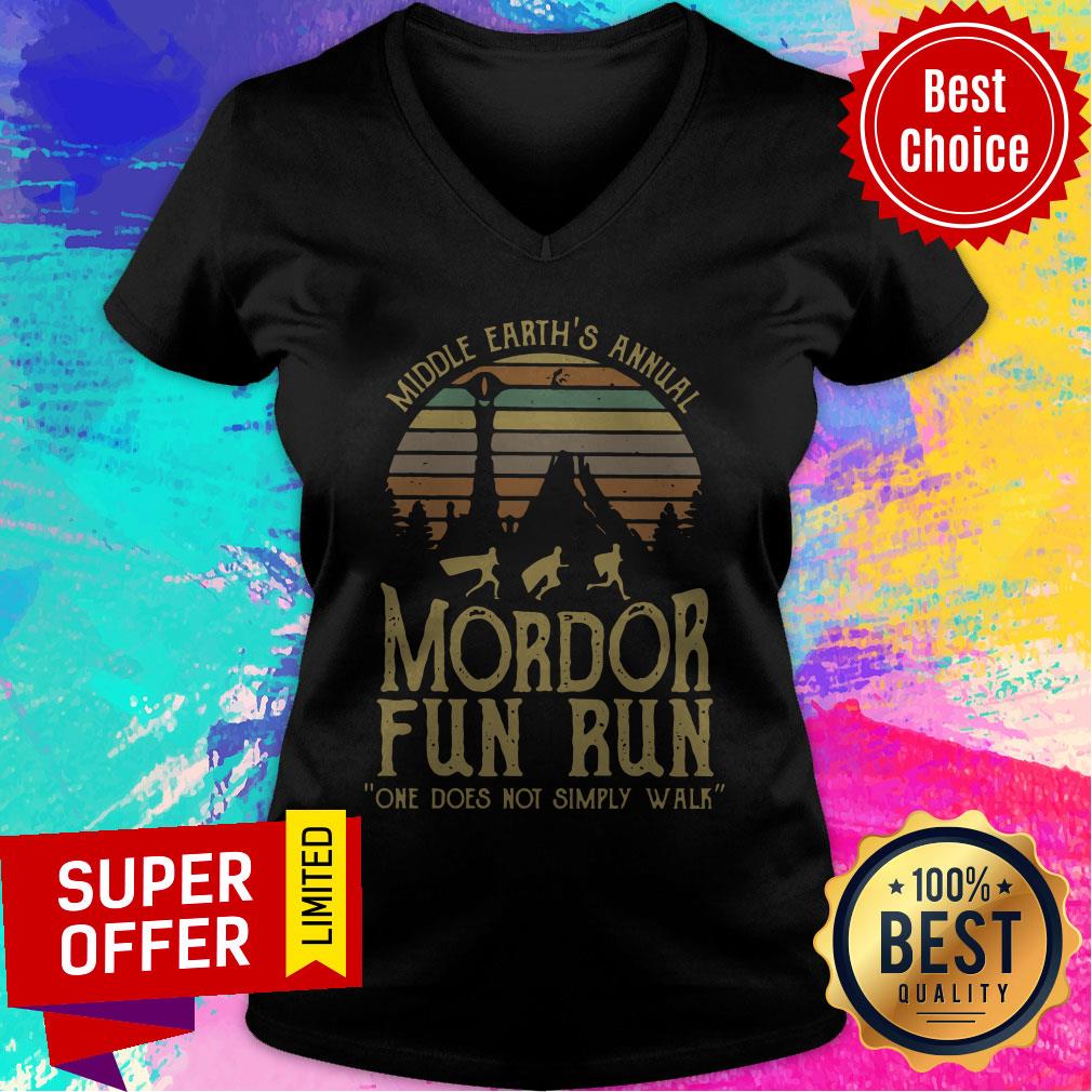 Top Middle Earth's Annual Mordor Fun Run One Does Not Simply Walk Shirt - Image 4