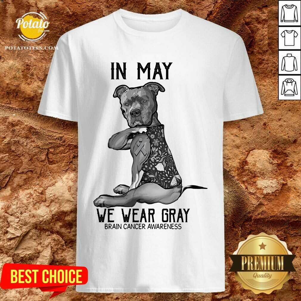 Dog In May We Wear Gray Shirt