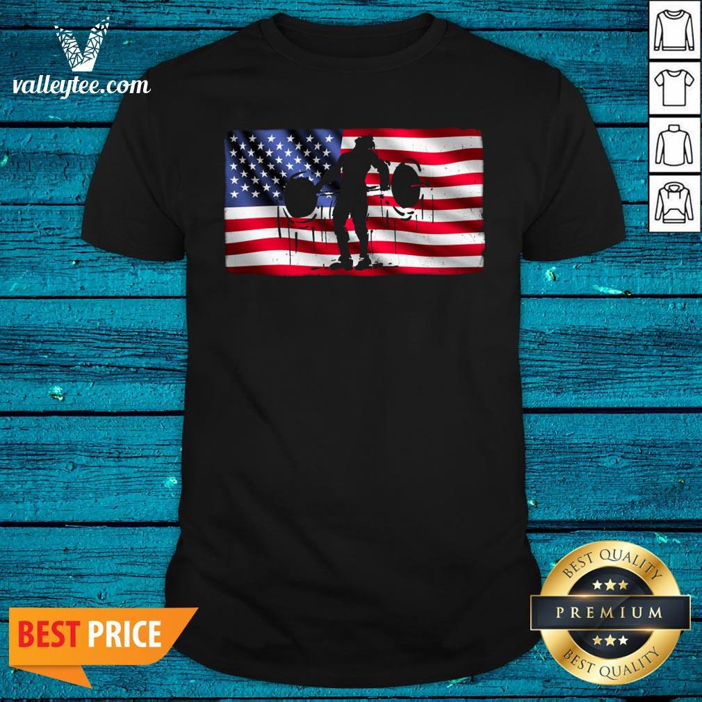 Wonderful Weightlifting Patriotic American Flag Shirt