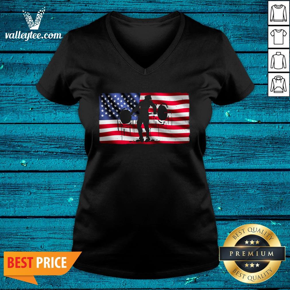 Wonderful Weightlifting Patriotic American Flag Shirt - Image 2