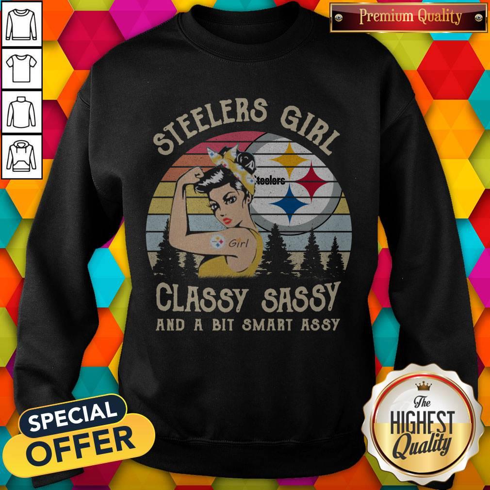 Pittsburgh Steelers Strong Girl Classy Sassy And A Bit Smart Assy Vintage Shirt - Image 4