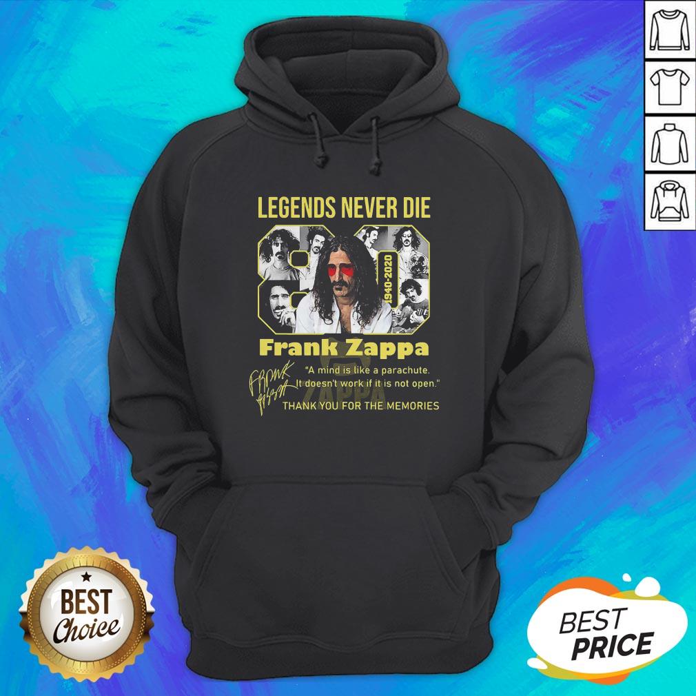 80 Legends Never Die 1940 2020 Frank Zappa Signature Shirt - Image 3