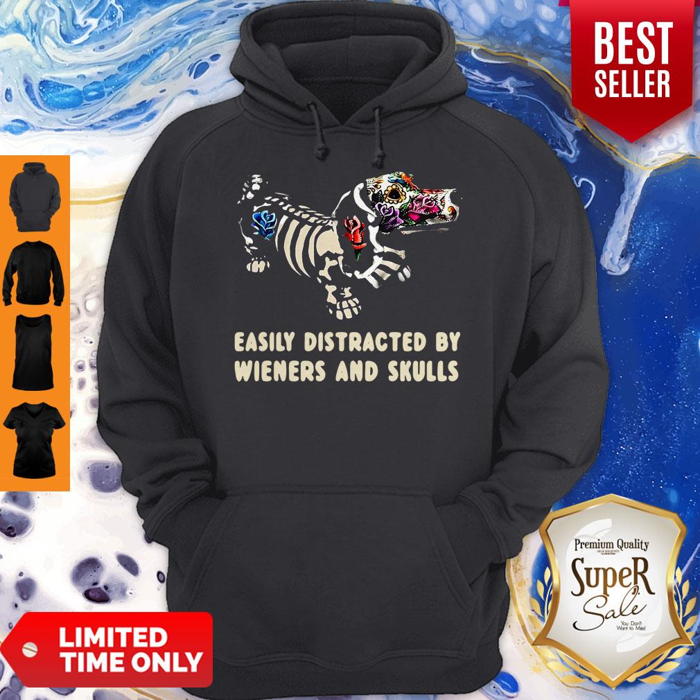 Dachshund Flower Easily Distracted By Wieners And Skulls Shirt - Image 5