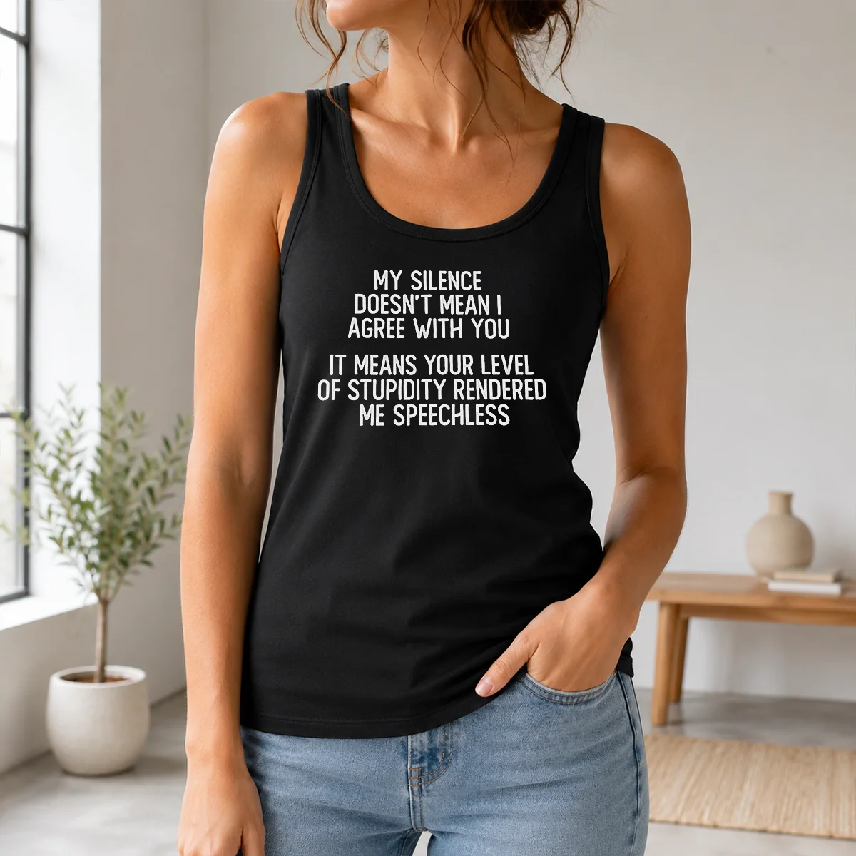Official My Silence Doesn't Mean I Agree With You It Means Your Level Of Stupidity Rendered Me Speechless Shirt - Image 3