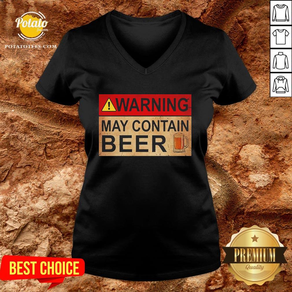 Cute Beer Warning May Contain Beer Funny T-shirt - Image 2