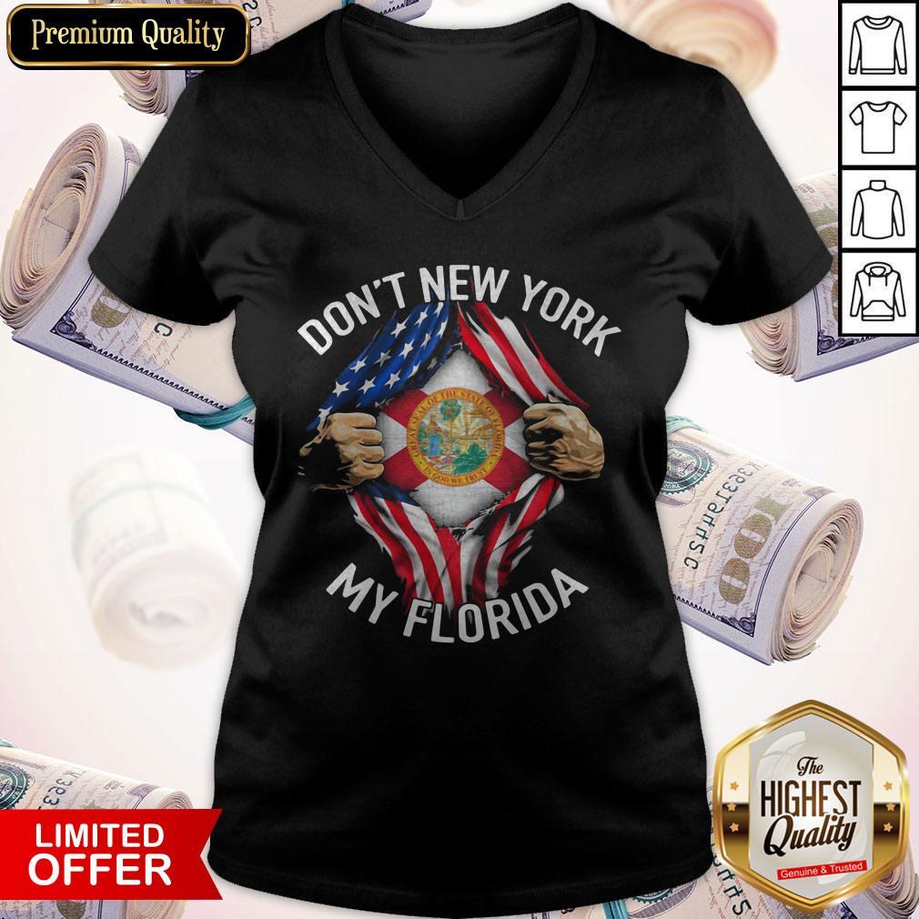 Funny Don't New York My Florida Blood Inside Me American Flag Shirt - Image 4