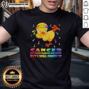 Official Cartoon Chick Karate Kick Cancer May Have Started The Fight But I Will Finish It T-Shirt