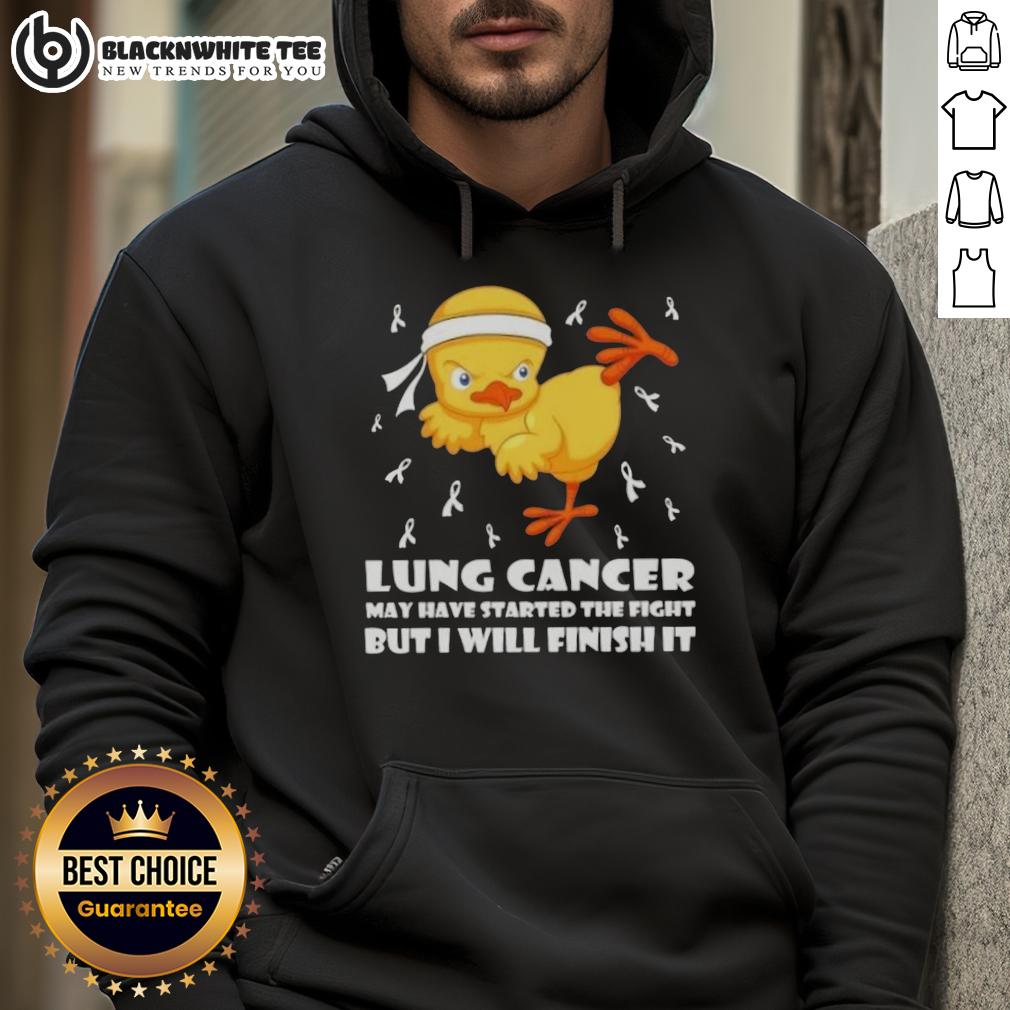 Official Cartoon Chick Karate Kick Lung Cancer May Have Started The Fight But I Will Finish It T-Shirt - Image 2