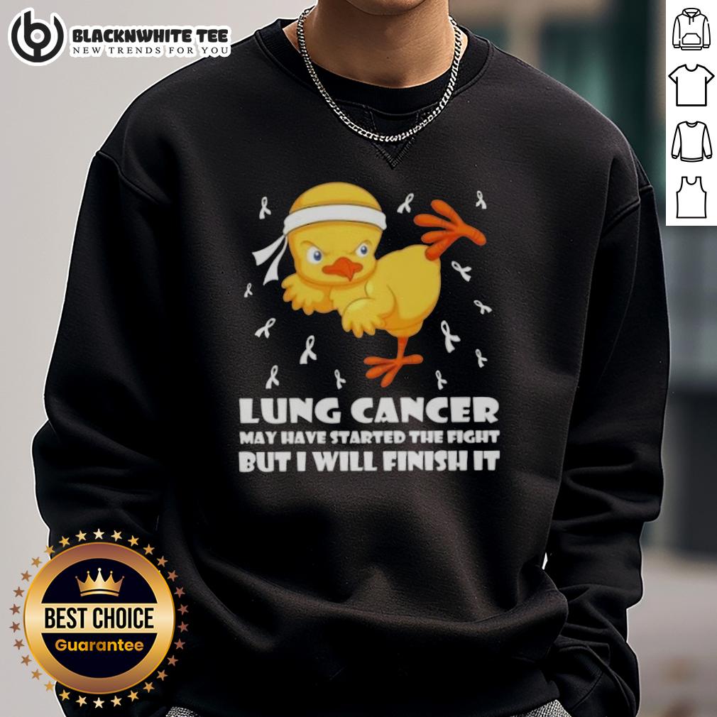 Official Cartoon Chick Karate Kick Lung Cancer May Have Started The Fight But I Will Finish It T-Shirt - Image 5