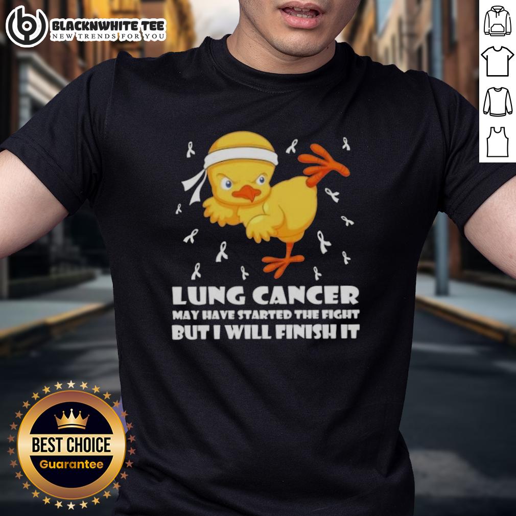Official Cartoon Chick Karate Kick Lung Cancer May Have Started The Fight But I Will Finish It T-Shirt