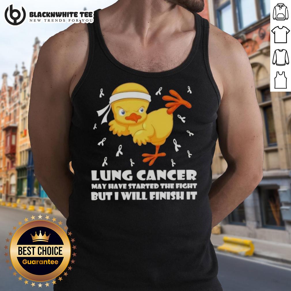 Official Cartoon Chick Karate Kick Lung Cancer May Have Started The Fight But I Will Finish It T-Shirt - Image 4
