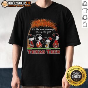 Awesome Texas Tech Red Raiders X Peanuts Snoopy And Friends Autumn It's The Most Wonderful Time T-Shirt