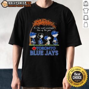 Awesome Toronto Blue Jays X Peanuts Snoopy And Friends Autumn It's The Most Wonderful Time Of The Year T-Shirt