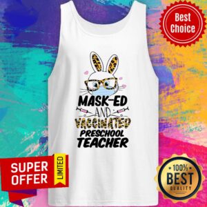 Alternative view of Official Mask-ed And Vaccinated Preschool Teacher Easter Shirt