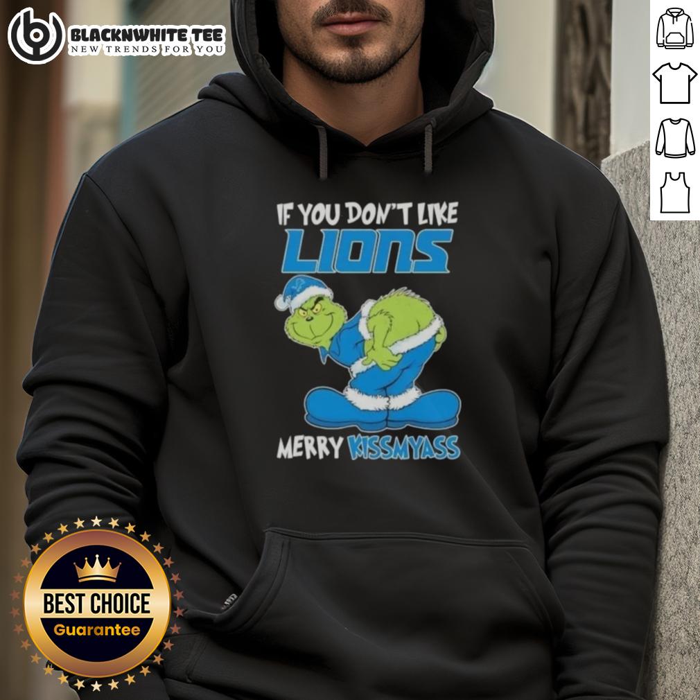 Pretty Grinch If You Don't Like Detroit Lions Merry Kissmyass T-Shirt - Image 2