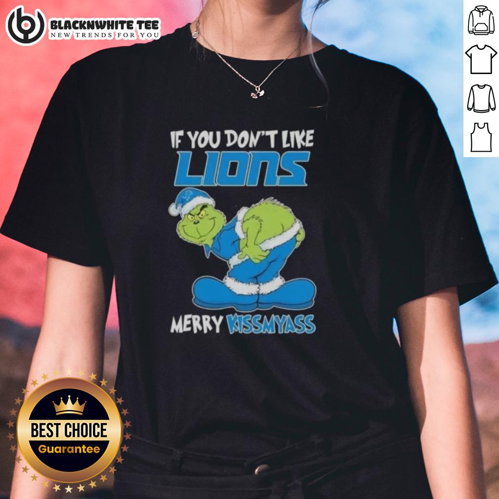 Pretty Grinch If You Don't Like Detroit Lions Merry Kissmyass T-Shirt - Image 3