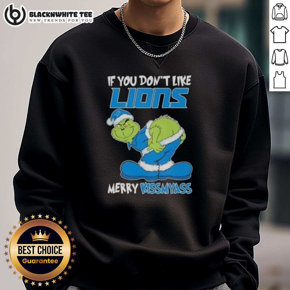 Pretty Grinch If You Don't Like Detroit Lions Merry Kissmyass T-Shirt - Image 5