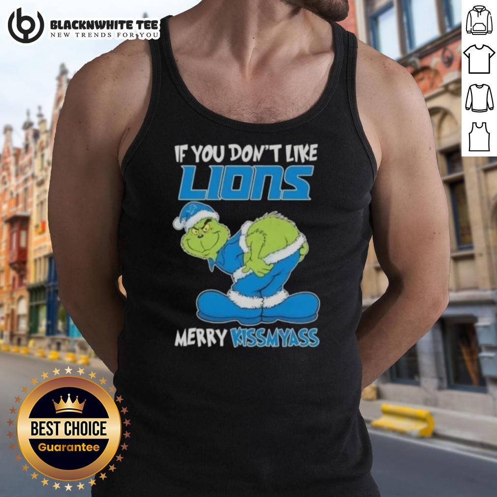 Pretty Grinch If You Don't Like Detroit Lions Merry Kissmyass T-Shirt - Image 4