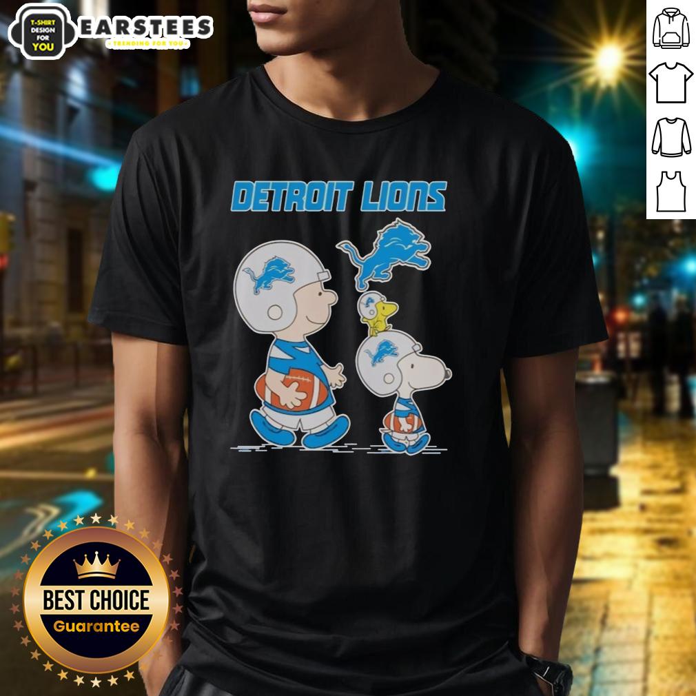 Awesome Detroit Lions X Snoopy And Charlie Brown Detroit Lions T-Shirt