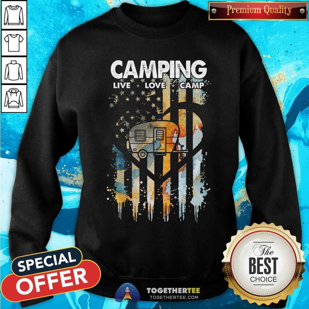 Camping Live Love Camp American Flag Shirt - Image 5