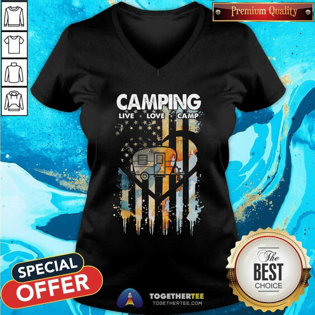 Camping Live Love Camp American Flag Shirt - Image 2