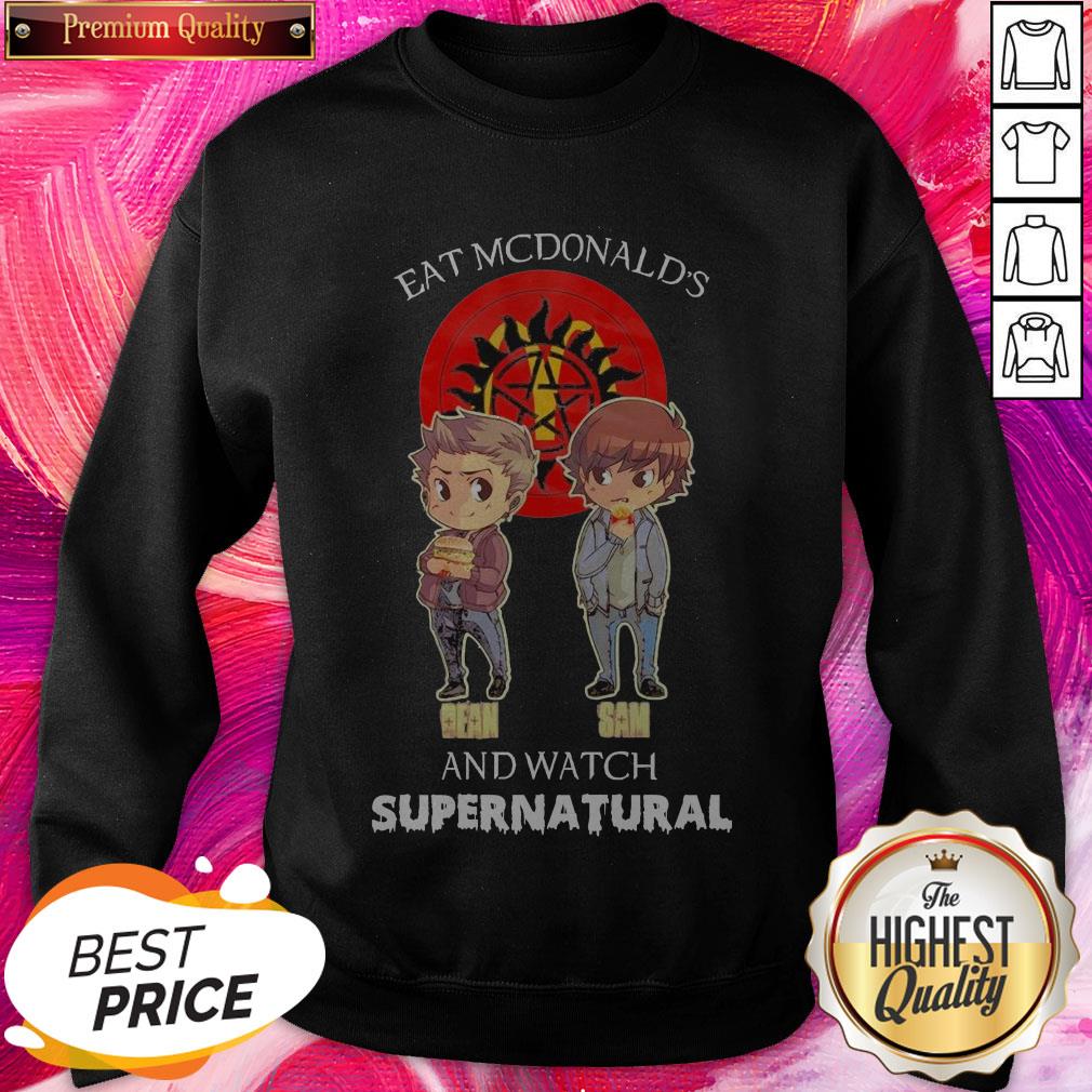 Top Dean And Sam Eat Mcdonald’s And Watch Supernatural Shirt - Image 4