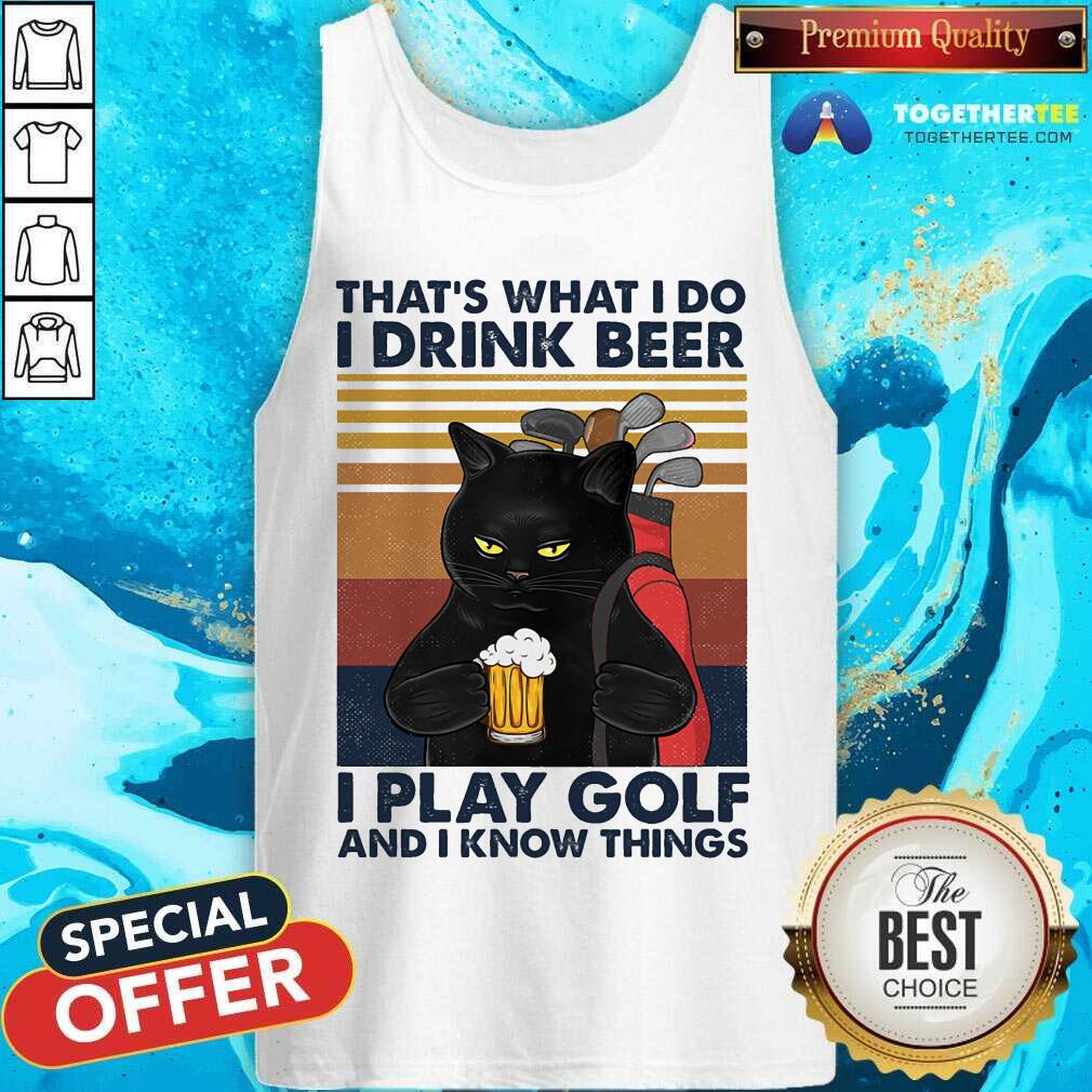 That Is What I Do I Drink Beer And Play Golf Black Cat Shirt - Image 5