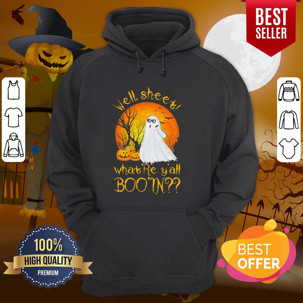 Pro Well Sheet Whatre Yall Boo In Ghost Pumpkin Sunset Halloween Shirt - Image 5