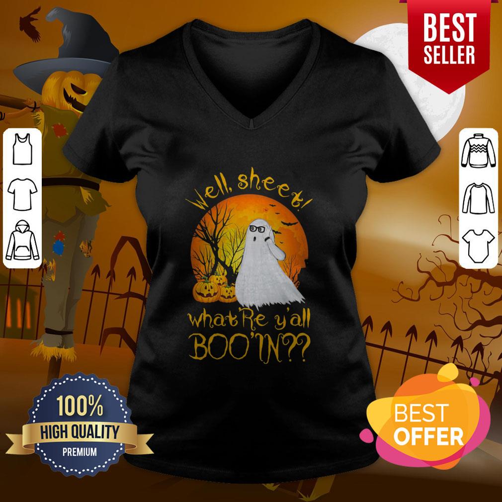 Pro Well Sheet Whatre Yall Boo In Ghost Pumpkin Sunset Halloween Shirt - Image 2