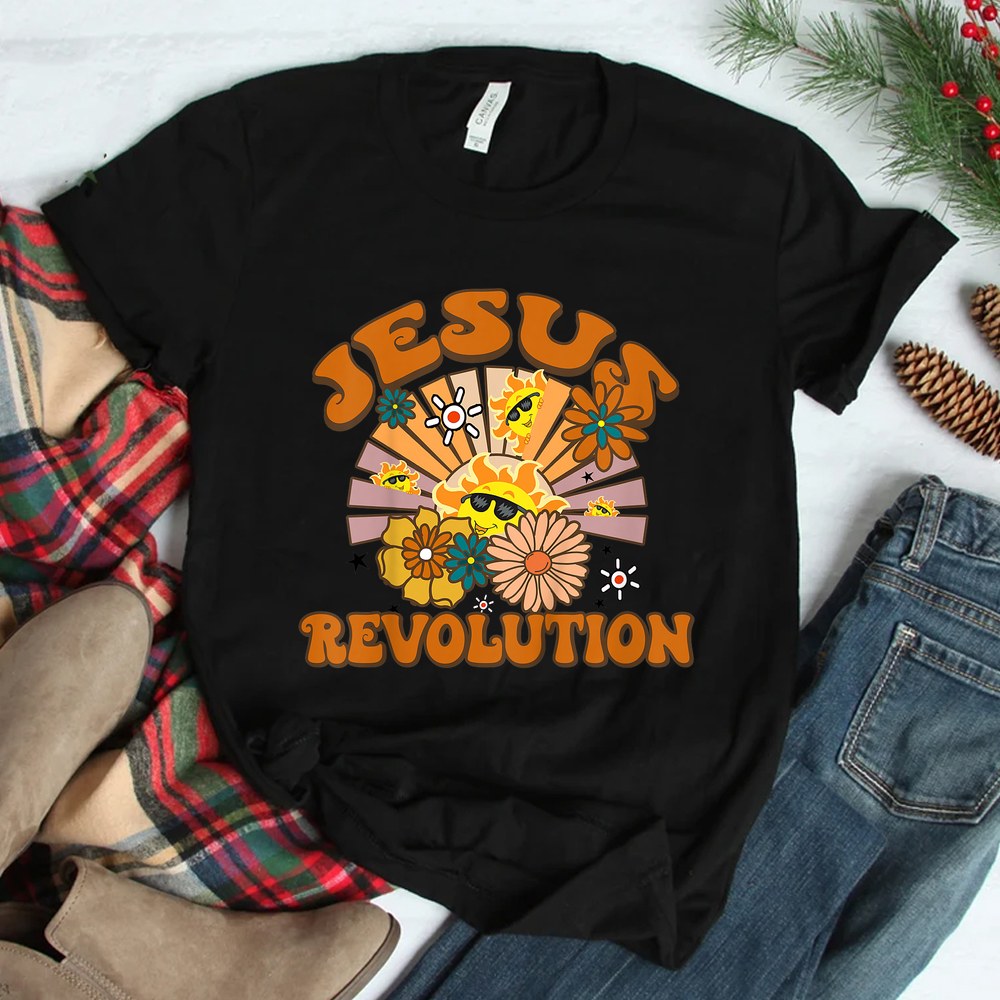 Jesus Revolution Funny Christian Groovy Boho Shirt