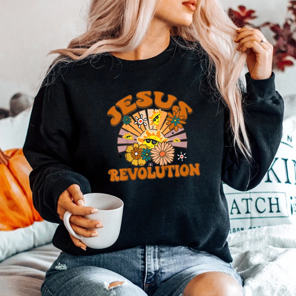 Jesus Revolution Funny Christian Groovy Boho Shirt - Image 2