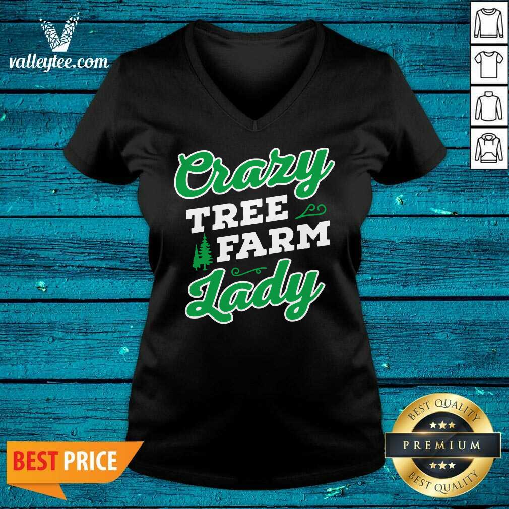 Sweet Crazy Tree Farm Lady Christmas Tree Merry Xmas Shirt - Image 3