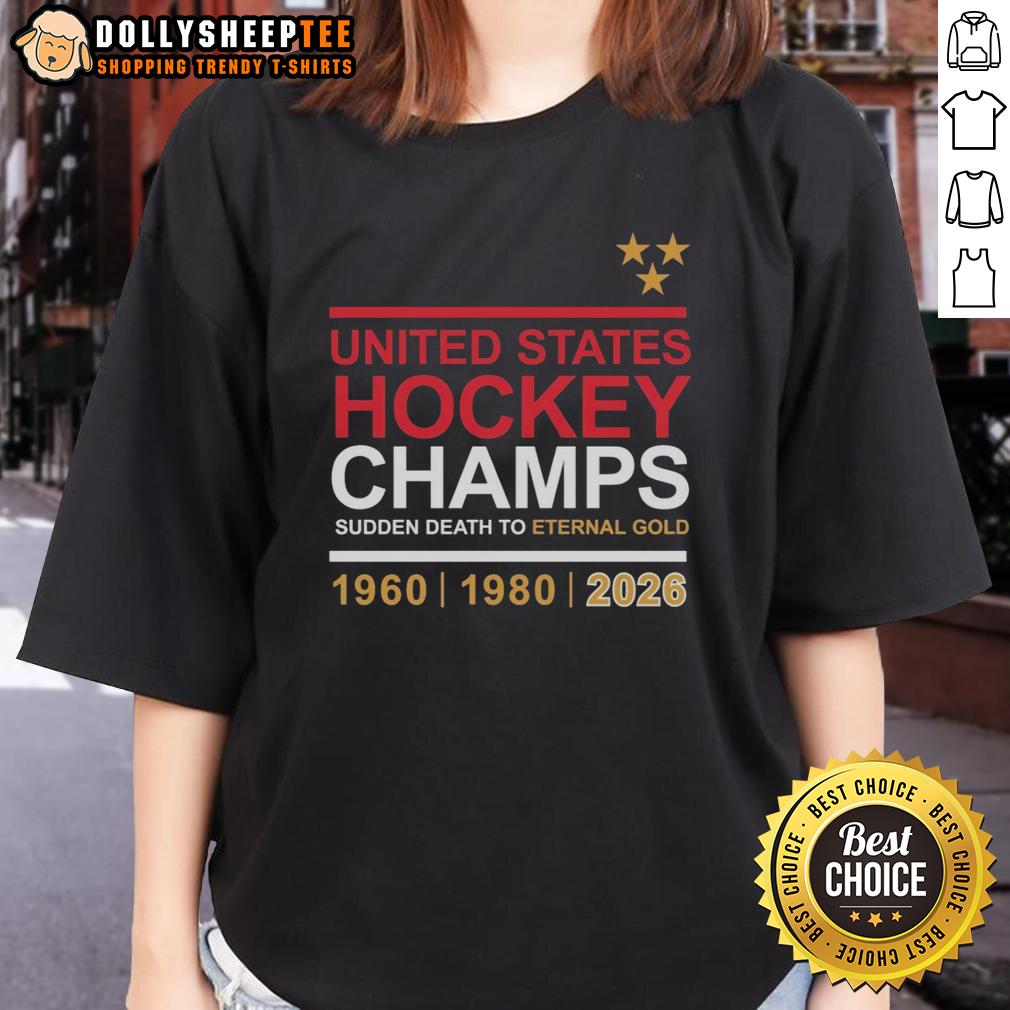Official United States Hockey Champs Sudden Death To Eternal Gold 2026 T-Shirt - Image 3