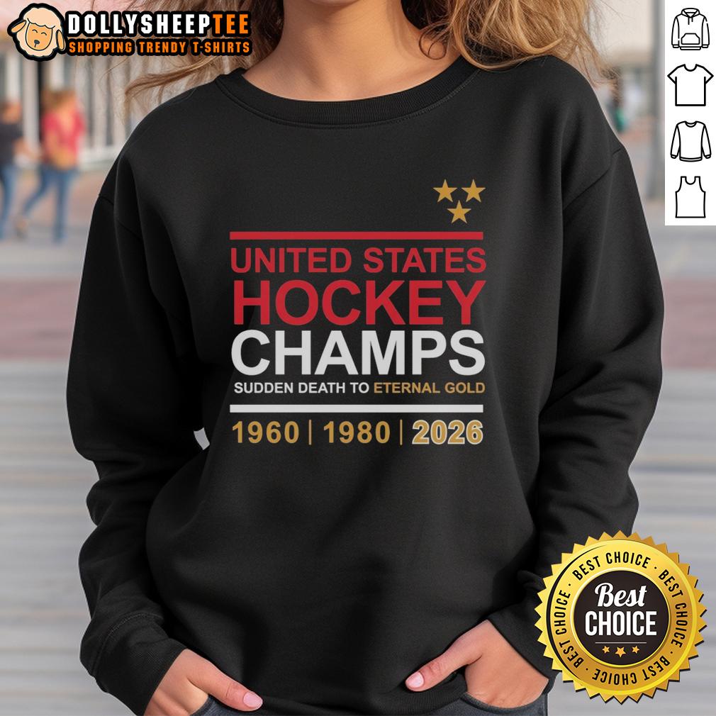 Official United States Hockey Champs Sudden Death To Eternal Gold 2026 T-Shirt - Image 5