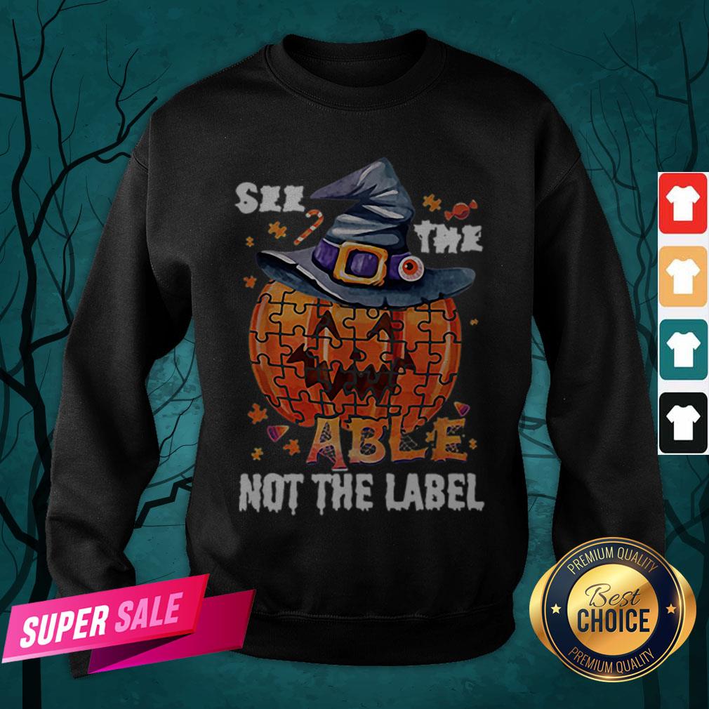 Halloween Autism Awareness Pumpkin See The Able Not The Label Shirt - Image 2