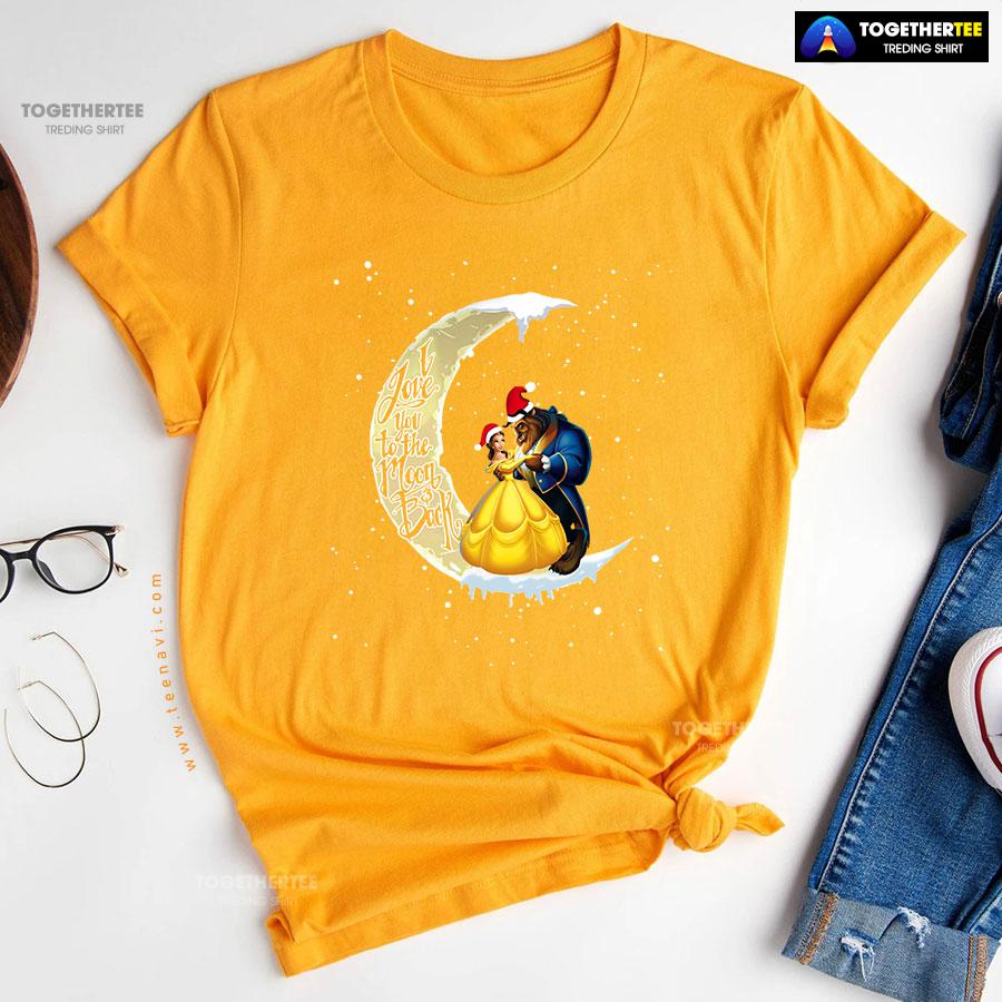 Dancing Beauty And The Beast Love You To The Moon And Back Christmas T-Shirt - Image 12