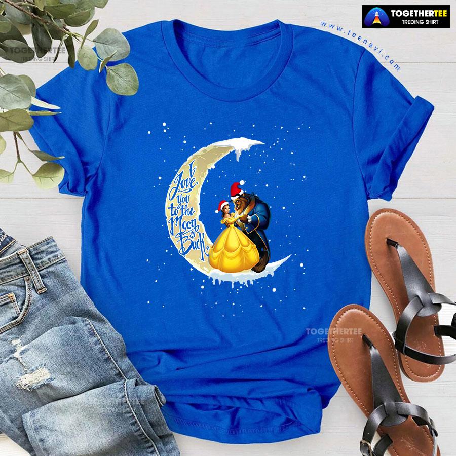 Dancing Beauty And The Beast Love You To The Moon And Back Christmas T-Shirt - Image 7