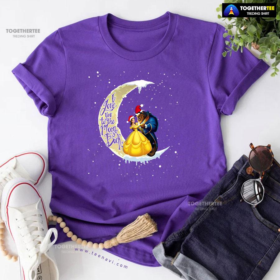 Dancing Beauty And The Beast Love You To The Moon And Back Christmas T-Shirt - Image 8