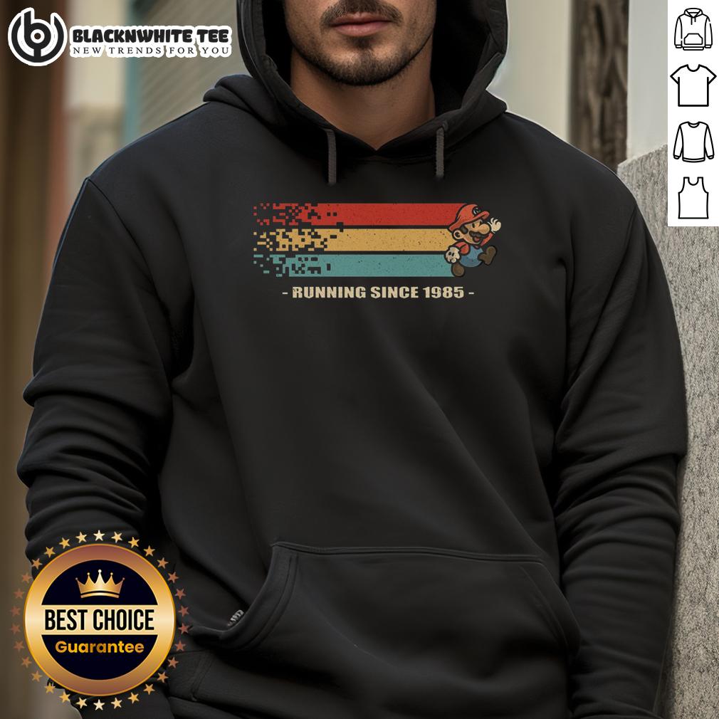 Official Mario Running Since 1985 Retro Gamer T-Shirt - Image 2