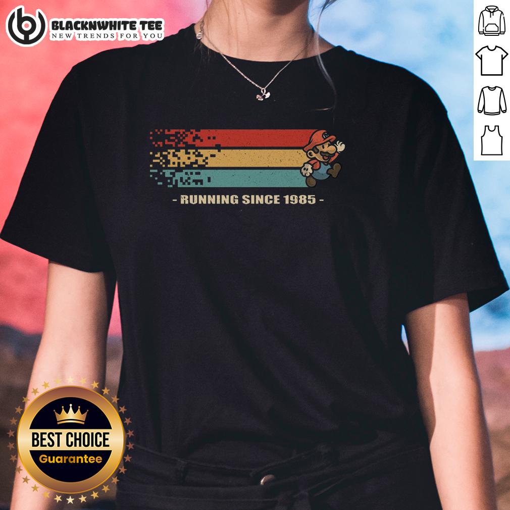 Official Mario Running Since 1985 Retro Gamer T-Shirt - Image 3
