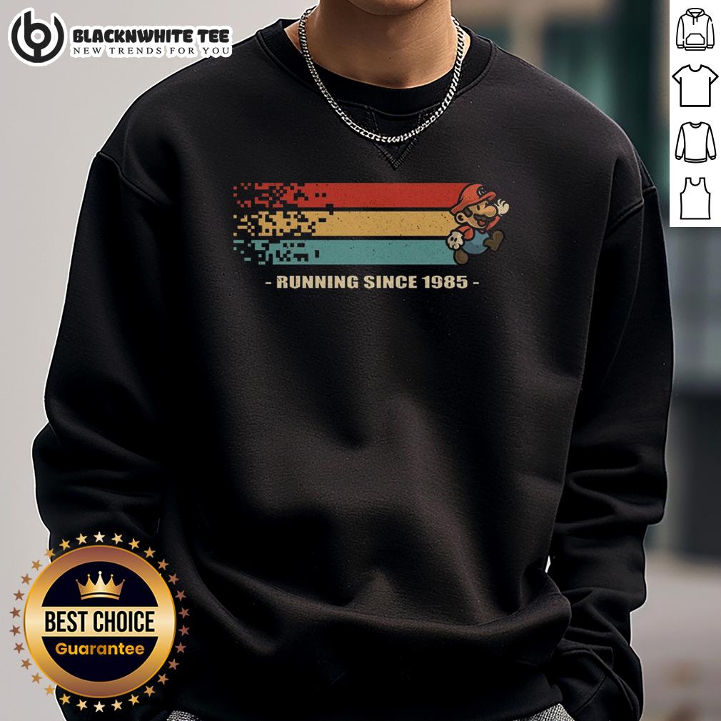 Official Mario Running Since 1985 Retro Gamer T-Shirt - Image 5