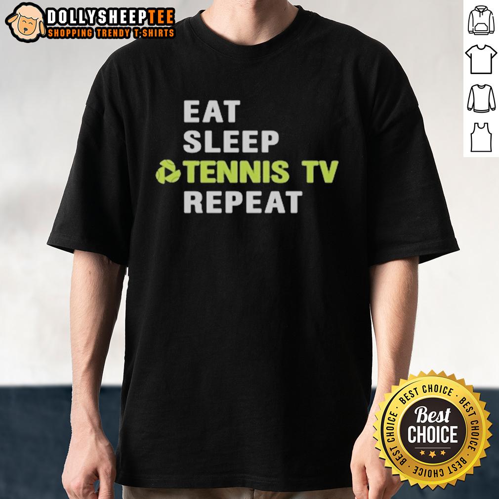 Pretty Sports Viewer Eat Sleep Tennis TV Repeat Court Logo T-Shirt