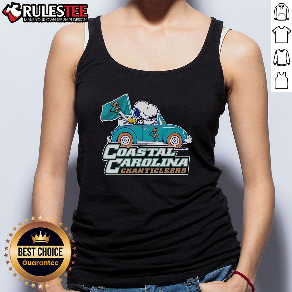 Cute Coastal Carolina Chanticleers Snoopy And Woodstock Driving Car T-Shirt - Image 4
