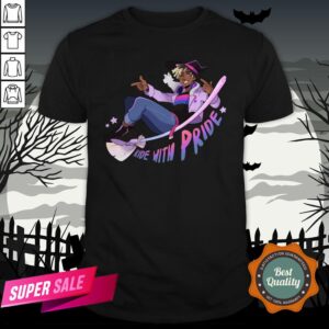 Ride With Pride Bi LGBT Witch Halloween Shirt