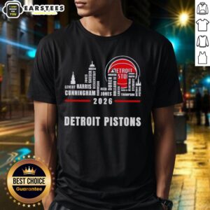 Official Detroit Pistons 2026 Greatest Of All Time Players City Skyline T-Shirt
