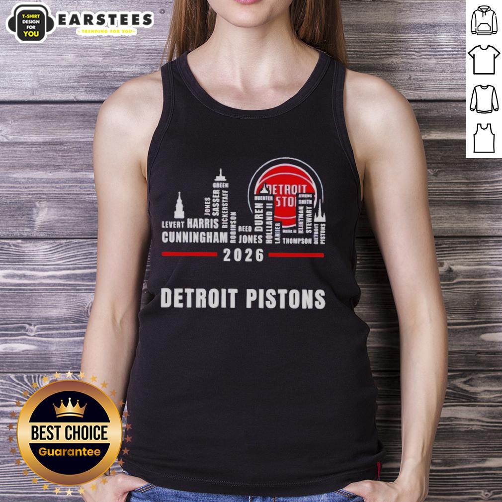 Official Detroit Pistons 2026 Greatest Of All Time Players City Skyline T-Shirt - Image 4
